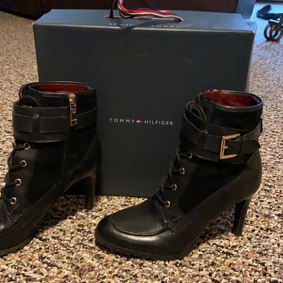 Tommy Hilfiger Black Leather Ankle Boots